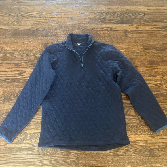 J Crew Quilted Qtr Zip Blue Pullover Mens Large - Picture 1 of 4